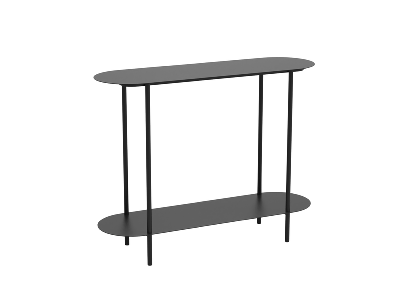  Console à deux niveaux en métal noir h77 cm - sasha  - Conforama C