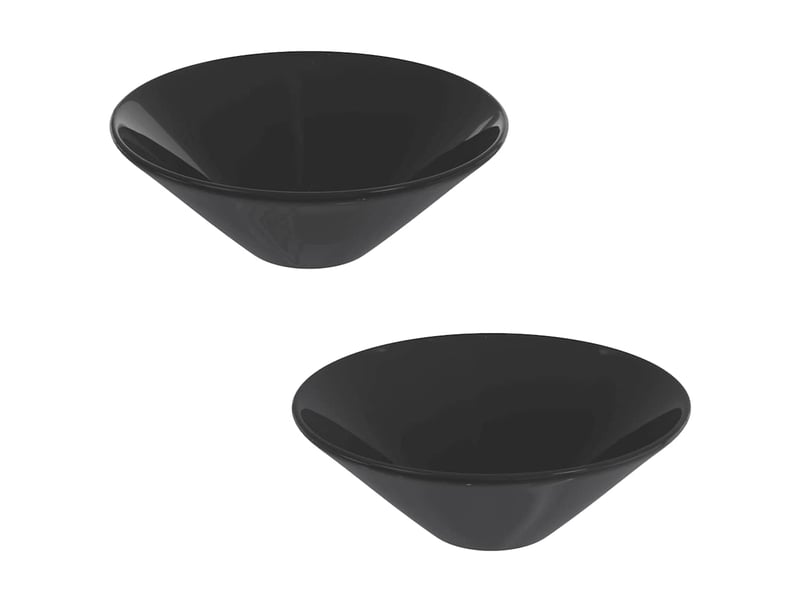  Lot de 2 lavabos, vasque à poser noir brillant ø42x14 cm céramique cf65689  - Conforama A