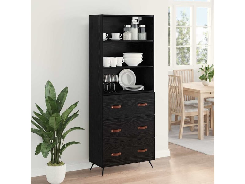  Buffet - haut armoire chêne noir 69,5 x 34 x 180 cm bois d'ingénierie  - Conforama D