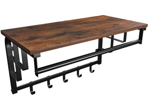 Porte-manteau mural vintage avec étagère 66 x 30 x 31,7 cm pratique et décoratif pour entrée salon en mdf noir 12_0008822