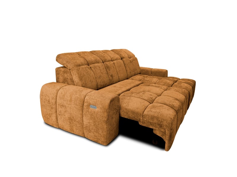 Canapé d'angle droit relax krabi avec coffre tissu kiara brun doré KRABI-M-KIA858-R - Conforama C