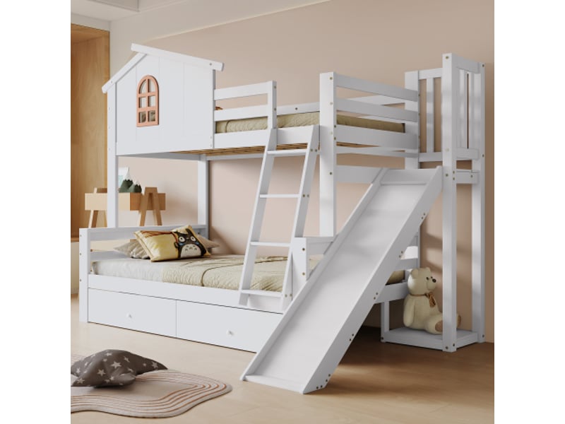  Lit superposé 120x200(90x200)cm coloris blanc pin lit enfant blanc - Conforama D