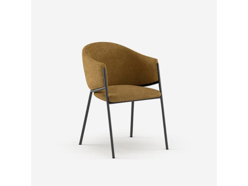  Lot de 2 chaises rembourrées en tissu bouclette easy-clean duna - jaune  - Conforama C