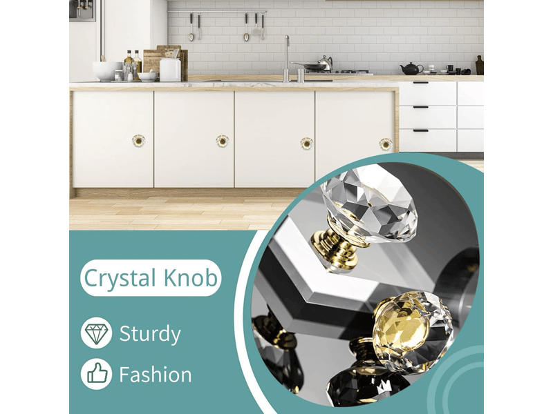  10 boutons transparents dorés pour porte d'armoire, boutons en cristal pour tiroir, boutons pour porte d'armoire de cuisine.  - Conforama C