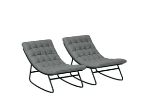 Lot de 2 fauteuils à bascule de jardin acier et textilène gris 64 x 101 x 71 cm
