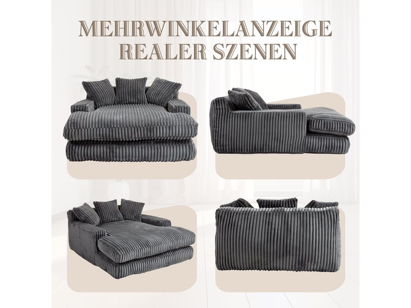Canapé convertible, canapé-lit – style cloud, en velours tricoté, 1 place, gris foncé, coussins inclus - Conforama E