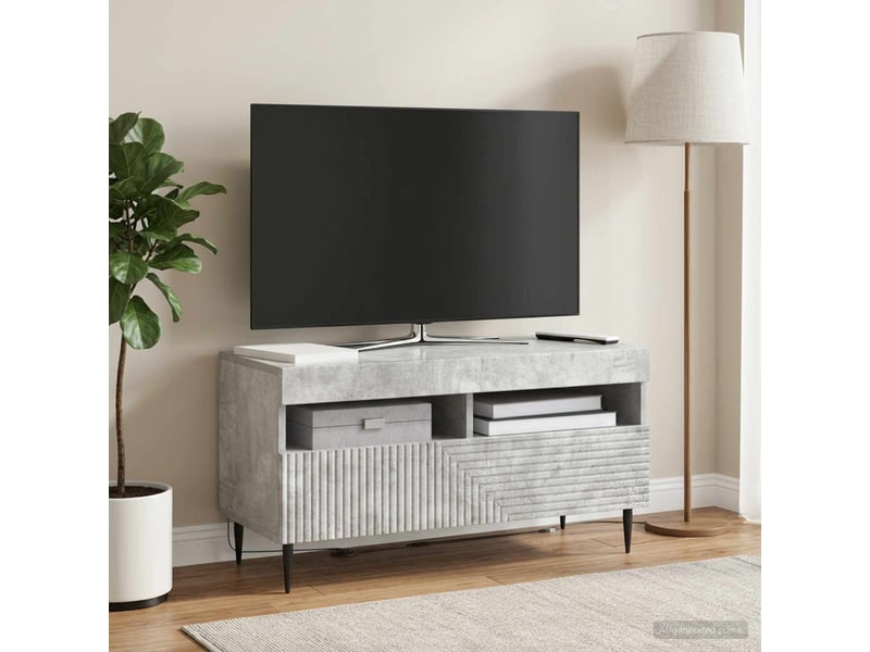 Meuble tv - banc tv - meuble de rangement led gris béton bois d'ingénierie - Conforama B