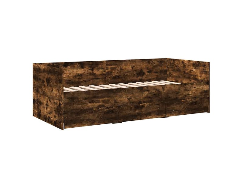  Lit simple- lit adulte -  lit de jour avec tiroirs sans matelas chêne fumé 90x190 cm  - Conforama B