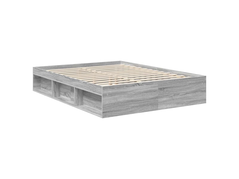  Lit double- lit adulte -  cadre de lit gris sonoma 150 x 200 cm pin massif  - Conforama D