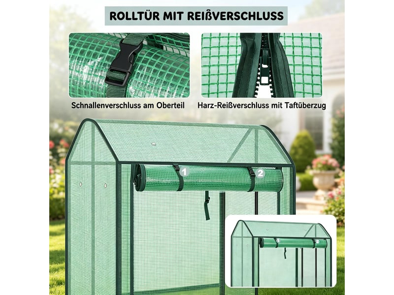 Serre de balcon blanche, serre d’hiver avec porte zippée enroulable, jardin - Conforama E
