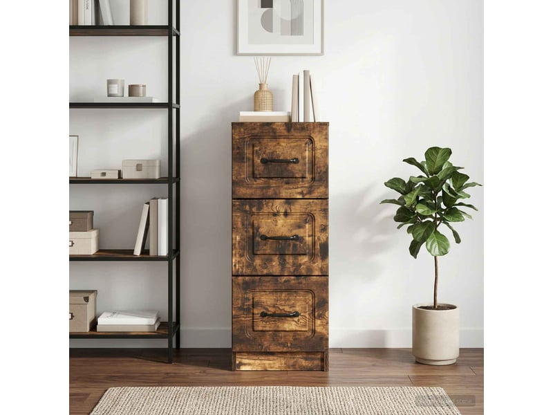  Armoire de rangement bureau, armoire à tiroirs chêne fumé 33 x 34,5 x 87 cm  - Conforama D