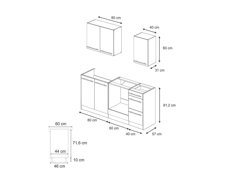  Vicco cuisine, bétonblanc, 180cm sans pt  - Conforama B