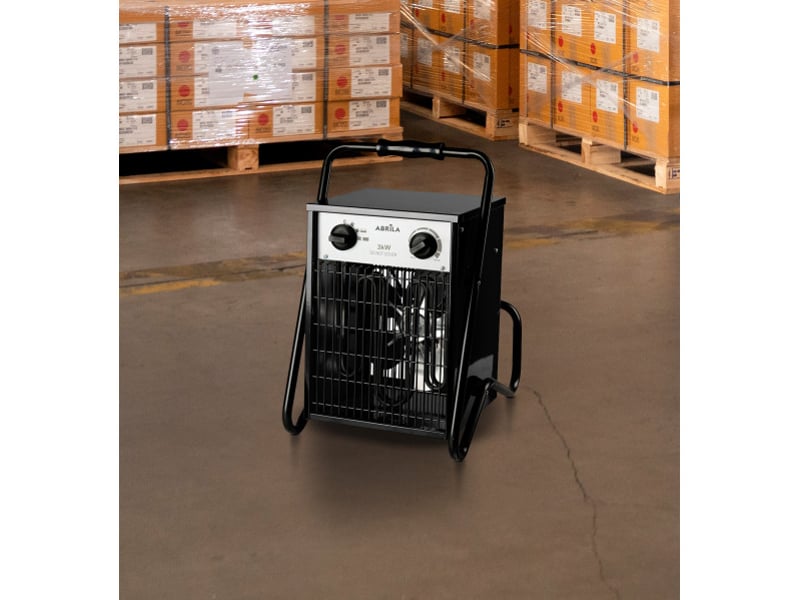  Chauffage soufflant céramique industriel ABRILA Chopo 2000 W rouge, PTC, 3 puissances, thermostat réglable et poignée 233023009 - Conforama C