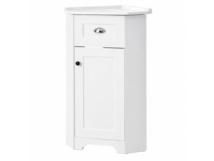 Meuble vasque blanc compact pour petite salle de bains avec vasque en céramique