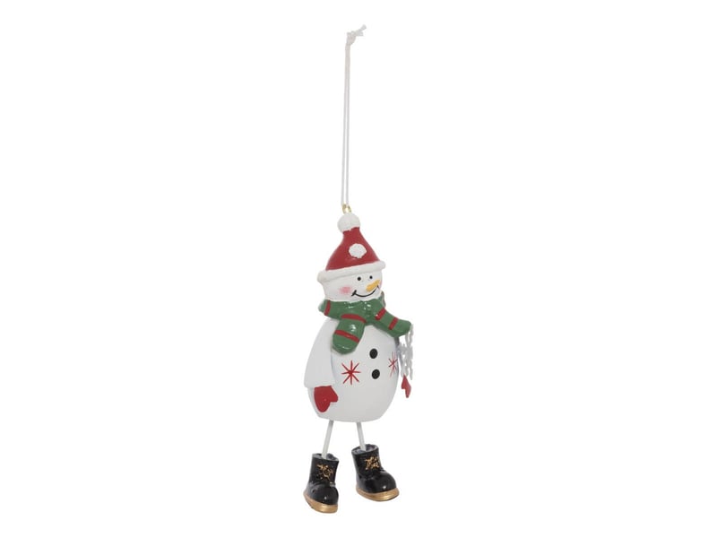  Suspension de sapin père noël et bonhomme de neige en métal rouge et blanc 12 cm  - Conforama B