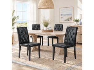 Chaises de salle à manger lot de 4 dossier matelassé - pieds métal antidérapants pu noir