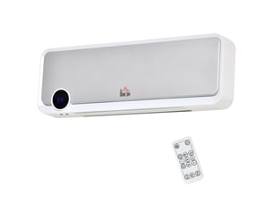 Radiateur mural soufflant oscillant 2000 w - chauffage céramique ptc - 3 niveaux de puissance - télécommande incluse blanc argenté