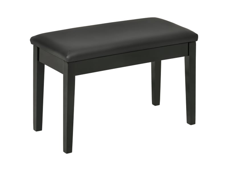  Banquette de piano réglable en hauteur avec rangement, coussin similicuir noir, 75 x 35 x 49 cm  - Conforama A
