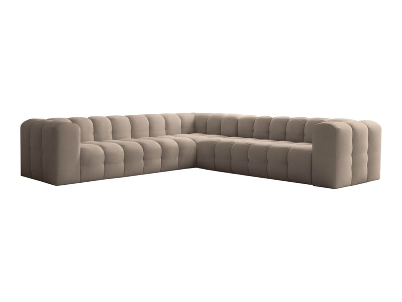  Canapé d'angle réversible miloe 6 places avec accoudoirs en velours - taupe MILOE - Conforama A