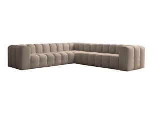 Canapé d'angle réversible fixe LOUNGITUDE MILOE 6 places Velours Taupe