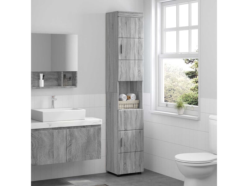  Ensemble d'armoire de salle de bain tulum gris sonoma cf62989  - Conforama D