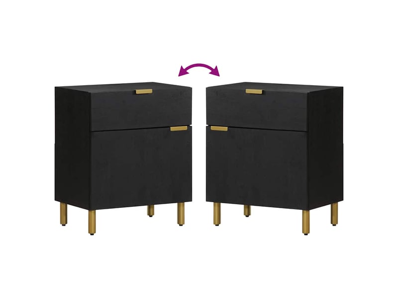  Table de chevet - cabinet de chevet - table de nuit noir 50x33x60 cm bois d'ingénierie  - Conforama E