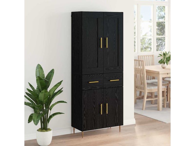  Buffet - haut armoire chêne noir 69,5 x 34 x 180 cm bois d'ingénierie  - Conforama D