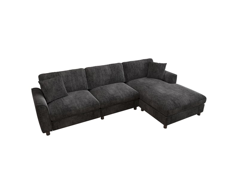  Canapé d'angle 3 places 256x137x79 cm réversible forme nuage chenille gris  - Conforama A