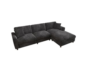Canapé d'angle 3 places 256x137x79 cm réversible forme nuage chenille gris