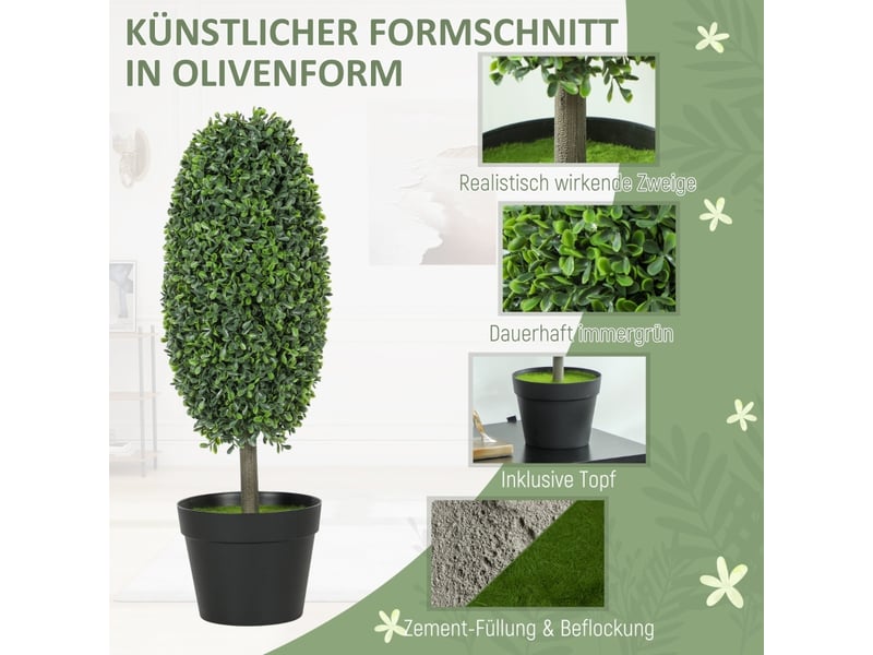  Plantes artificielles lot de 2 avec feuillage résistant aux uv pour intérieur et extérieur en plastique vert 60 cm  - Conforama E