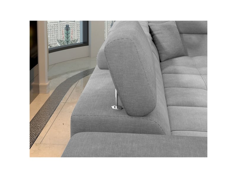 Canapé d'angle convertible palazzo 4 places gris clair – angle gauche avec coffre - Conforama E