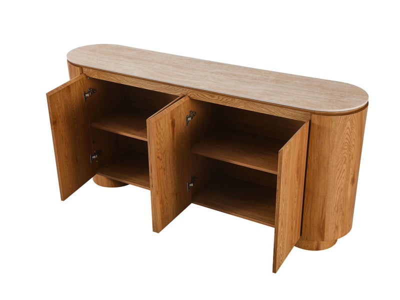  Buffet 4 portes panneau de fibres de bois composite chêne travertin  - Conforama E