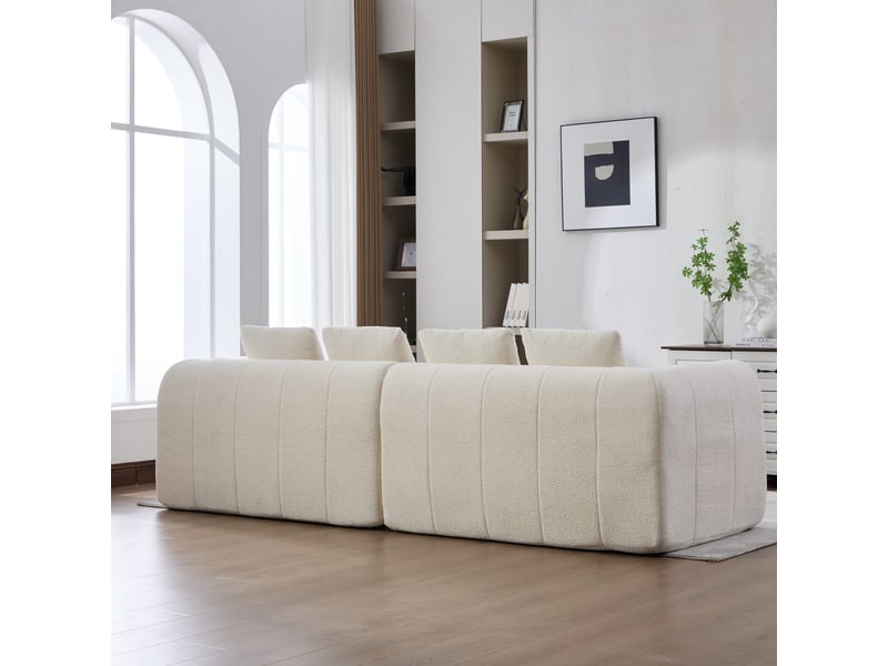  Canapé 3 places compressé en tissu beige, 2 modules, accoudoirs, 260 x 94,5 x 80 cm MT002-BE - Conforama D