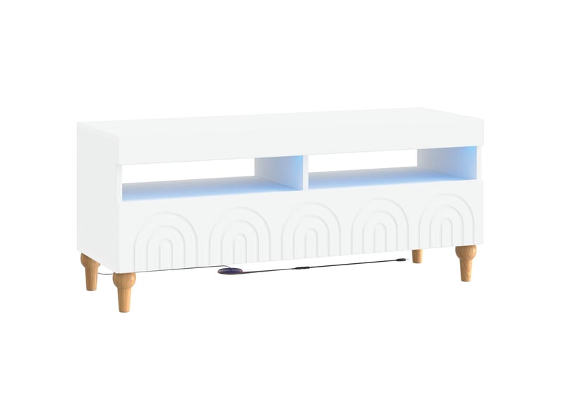 Meuble tv - banc tv - meuble de rangement led blanc bois d'ingénierie - Conforama A