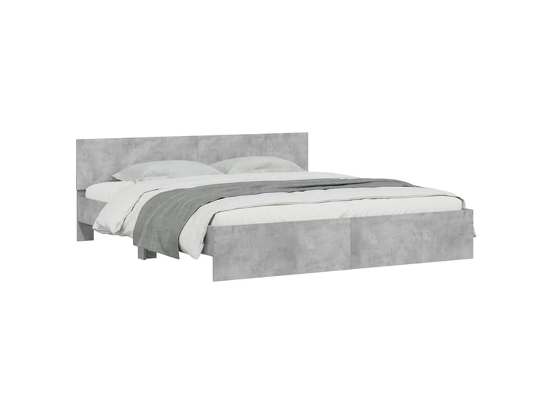  Lit double- lit adulte -  cadre de lit avec led sans matelas gris béton 180x200 cm  - Conforama B