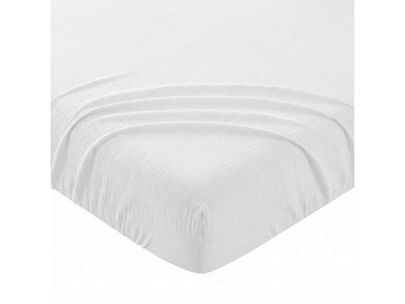  Drap housse 140x200+35 cm gaze de coton - coton 57 fils blanc PD25503 - Conforama A