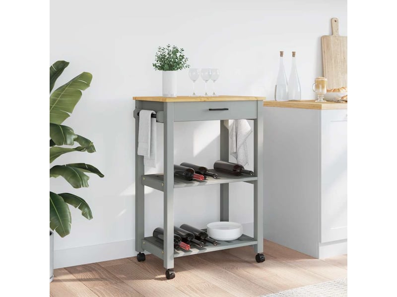  Desserte de cuisine, chariot de rangement monza 60x40x88,5 cm bois massif de pin shl62304  - Conforama C
