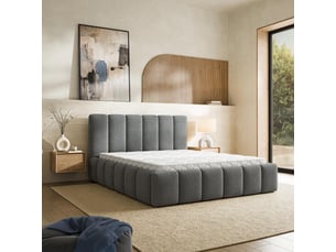 Lit coffre 180x200 cm <strong>MASSENO</strong> <strong></strong> coloris gris