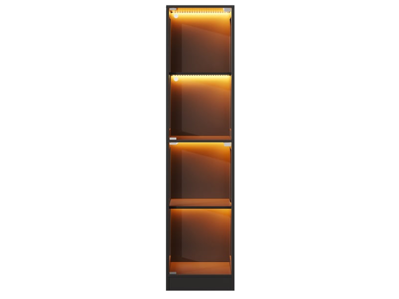  Vitrine led en verre trempé, meuble vitrine noir 4 niveaux avec éclairage connecté, armoire d'exposition pour figurines, 40x35x170cm RH-NK000203AAB - Conforama E
