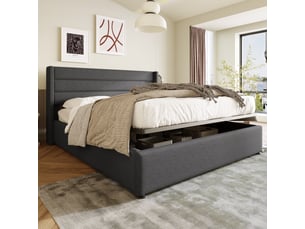 Lit avec rangement 140x200 cm OOIILLEE Luxe haut de gamme coloris gris
