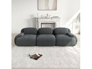Canapé modulable 3 places en velours côtelé, gris, 298 x 103 x 70 cm