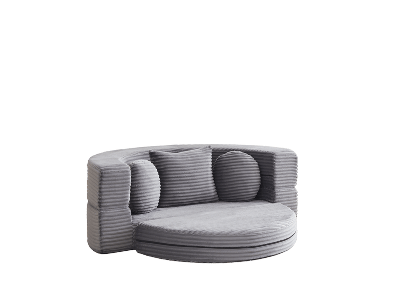  Canapé 4-en-1 convertible en velours côtelé gris, canapé 1 place  - Conforama E