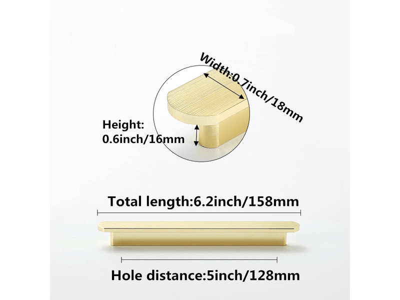  Jeu de 6 poignées dorées pour meuble de cuisine en laiton brossé doré, distance entre les trous de 128 mm - poignées d'armoire, poignée de meuble  - Conforama B