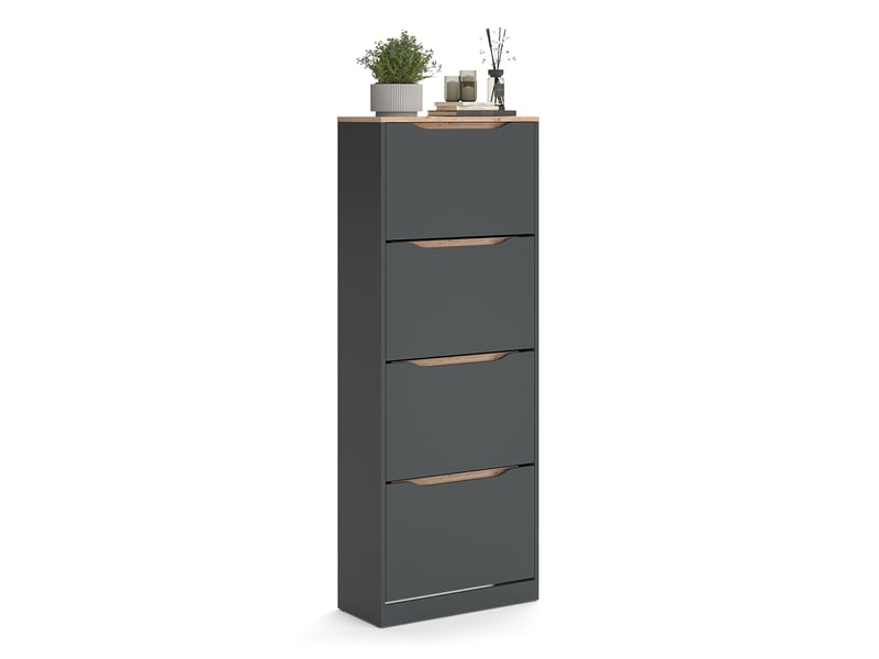  Vicco benne à chaussures, anthracitechêne artisan, 60.2x157.2cm avec 4 compartiments  - Conforama E