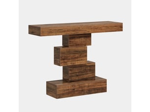 Table console avec base géométrique en bois marron foncé 108x30x80 cm