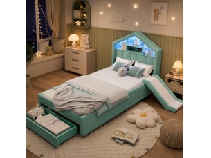 Lit cabane 90x200 cm <strong>OKWISH</strong>  <strong></strong> coloris bleu