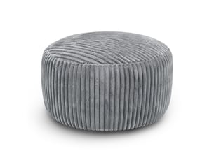 Fauteuil pouf rond avec garnissage en mousse à mémoire de forme pour salon et chambre, en velours côtelé gris clair