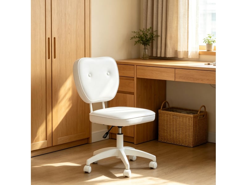  Chaise de bureau 46x59 cm pivotante 360° polyuréthane blanche  - Conforama C