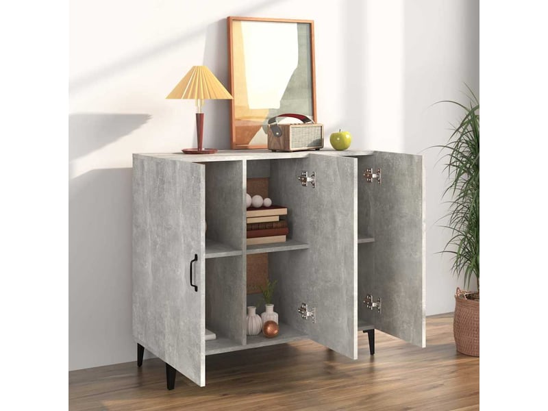  Buffet - bahut - meuble de rangement gris béton 90x34x80 cm bois d'ingénierie  - Conforama C