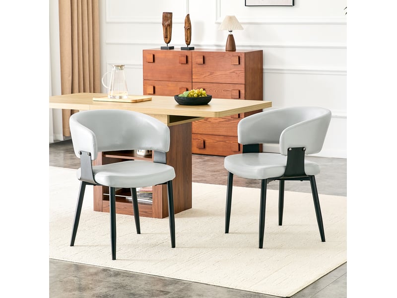  Chaise de salle à manger à accoudoirs en pu gris  - Conforama B